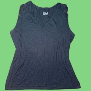 Size XXL Black Shoulder Lace Soft Pajama Top